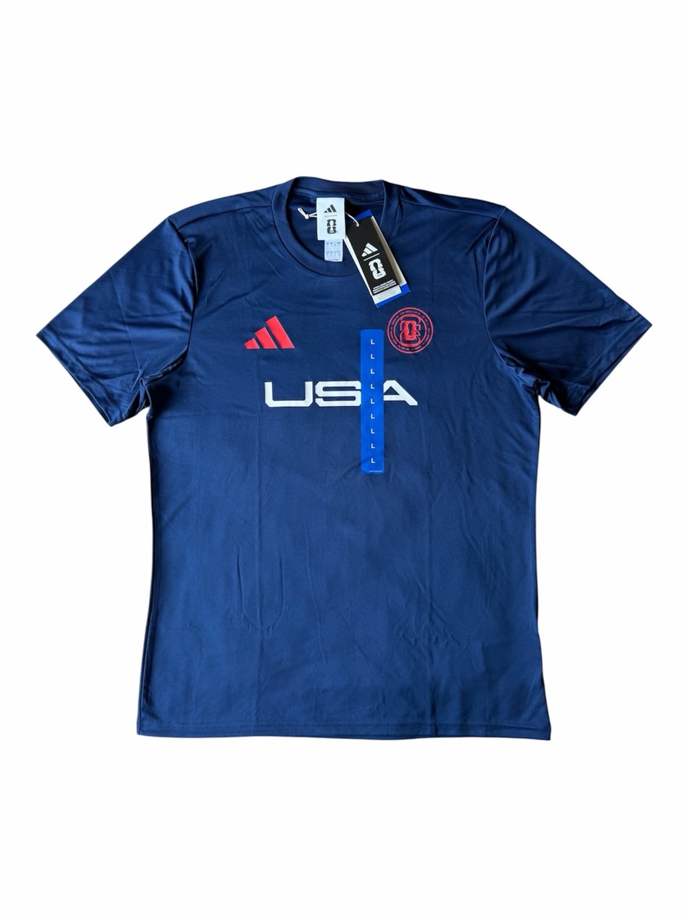 adidas Navy USA Short Sleeve Jersey Shirt with Red Accents